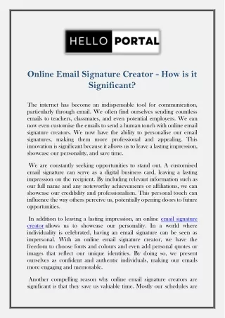 Online Email Signature Creator - How is it Significant