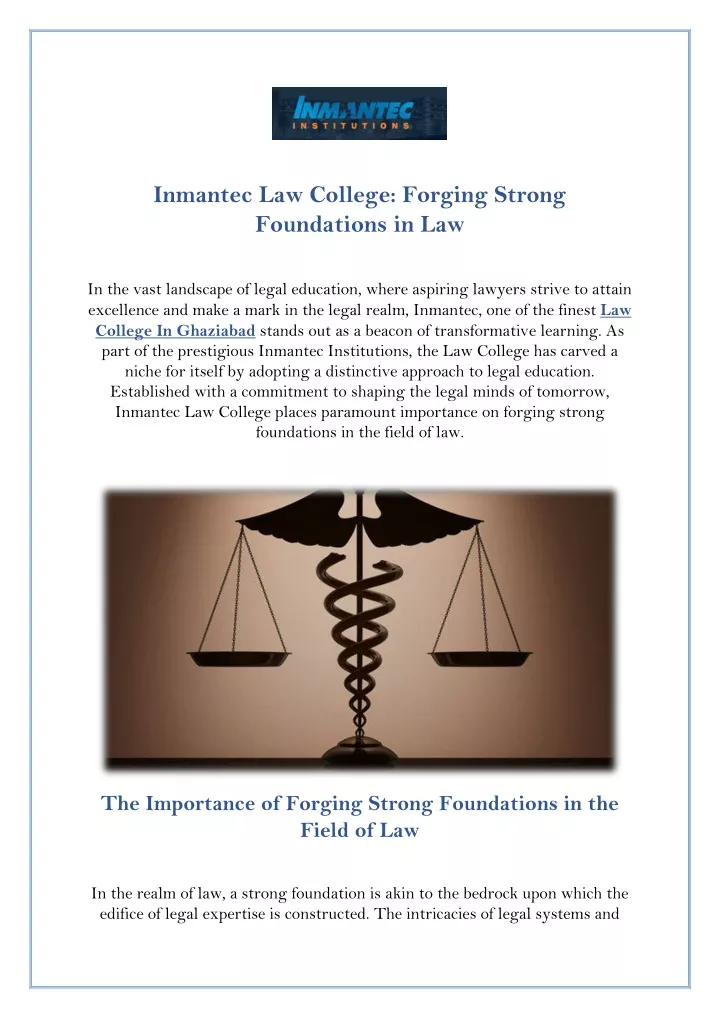 inmantec law college forging strong foundations