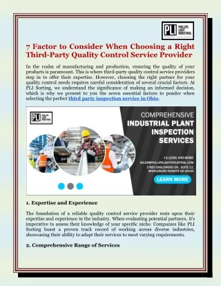 When Choosing a Right Third-Party Quality Control Service Provider