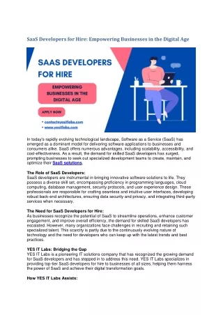 SaaS Developers for Hire