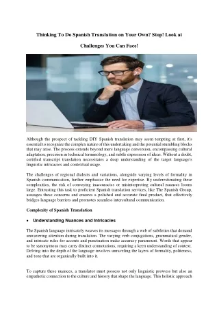 thinking to do spanish translation on your