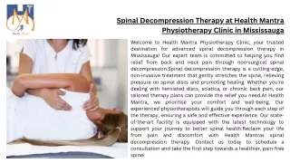 Spinal Decompression Therapy at Health Mantra Physiotherapy Clinic