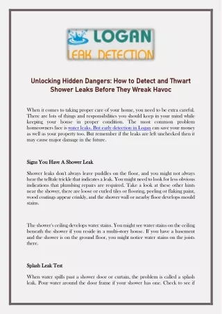 Unlocking Hidden Dangers- How to Detect and Thwart Shower Leaks Before They Wreak Havoc