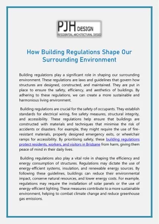 How Building Regulations Shape Our Surrounding Environment