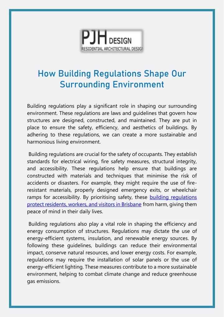 how building regulations shape our surrounding