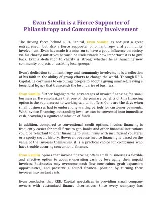 evan samlin is a fierce supporter of philanthropy