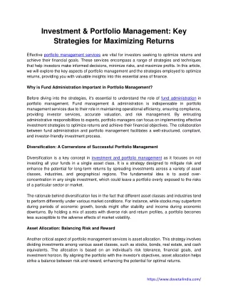 investment portfolio management key strategies
