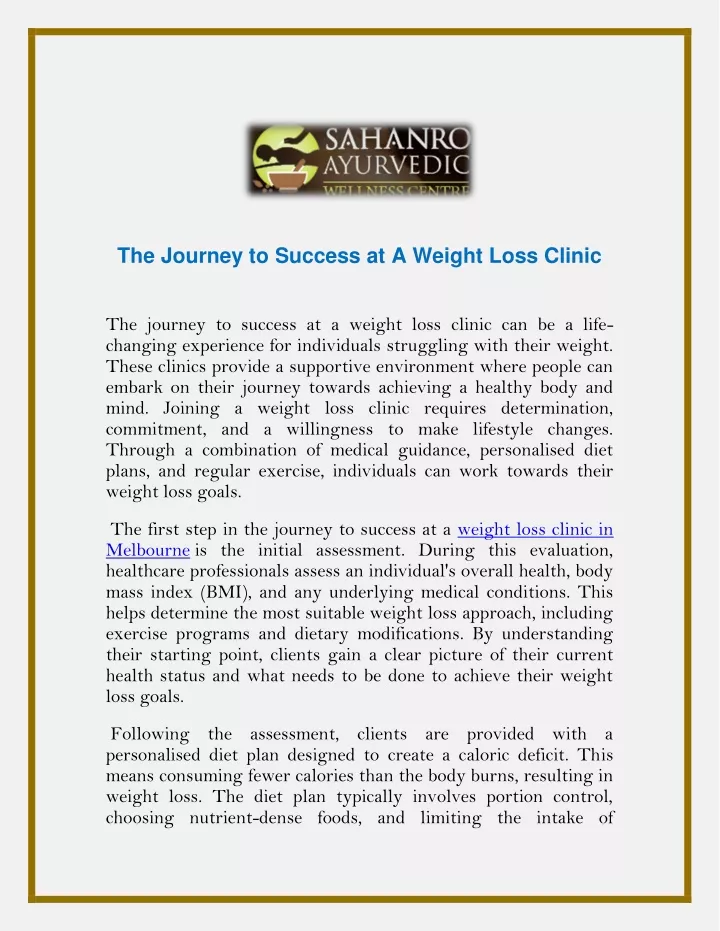 the journey to success at a weight loss clinic