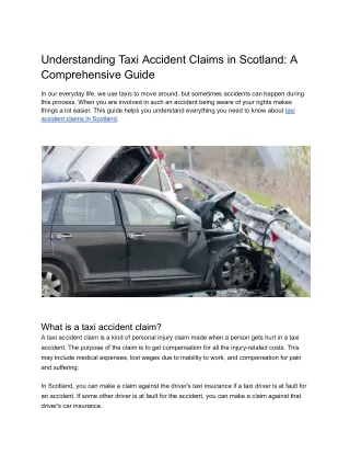 Understanding Taxi Accident Claims in Scotland: A Comprehensive Guide