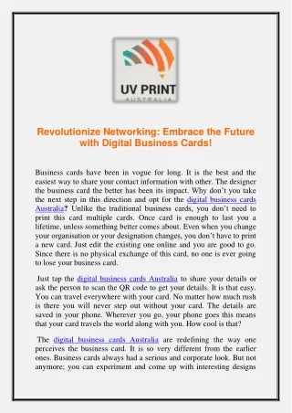 Revolutionize Networking- Embrace the Future with Digital Business Cards