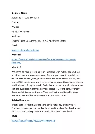 Access Total Care Portland