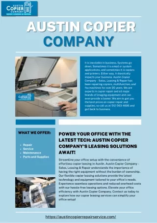 Power Your Office with the Latest Tech: Austin Copier Company's Leasing Solution