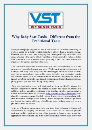 Why Baby Seat Taxis - Different from the Traditional Taxis