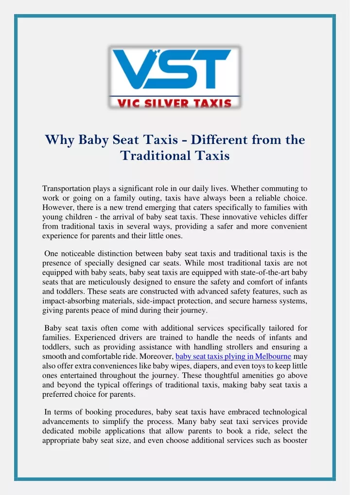 why baby seat taxis different from