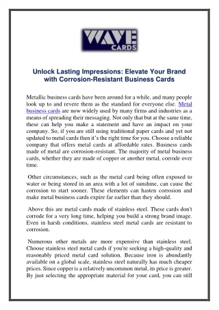 Unlock Lasting Impressions- Elevate Your Brand with Corrosion-Resistant Business Cards