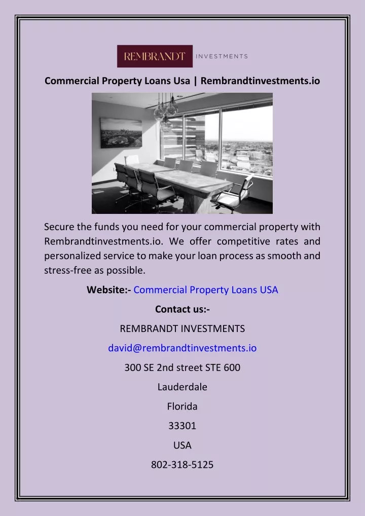 commercial property loans