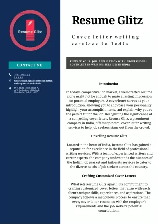 Professional Cover Letter Writing Services in India