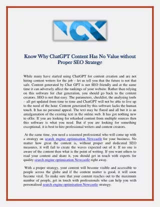 Know Why ChatGPT Content Has No Value without Proper SEO Strategy