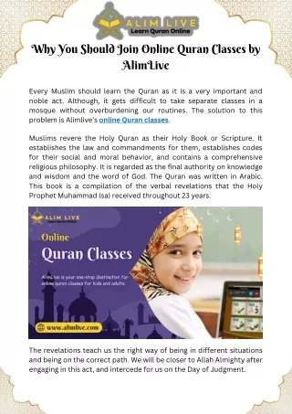 Why You Should Join Online Quran Classes by AlimLive