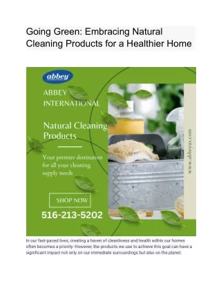 Going Green_ Embracing Natural Cleaning Products for a Healthier Home