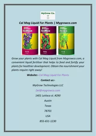 Cal Mag Liquid For Plants  Mygrowco