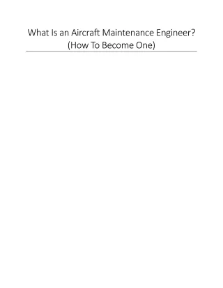 What Is an Aircraft Maintenance Engineer