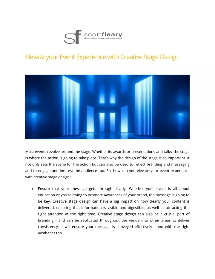 elevate your event experience with creative stage