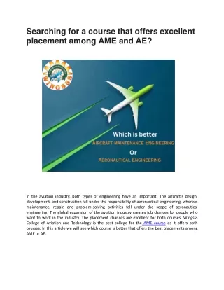 searching for a course that offers excellent placement among ame and ae