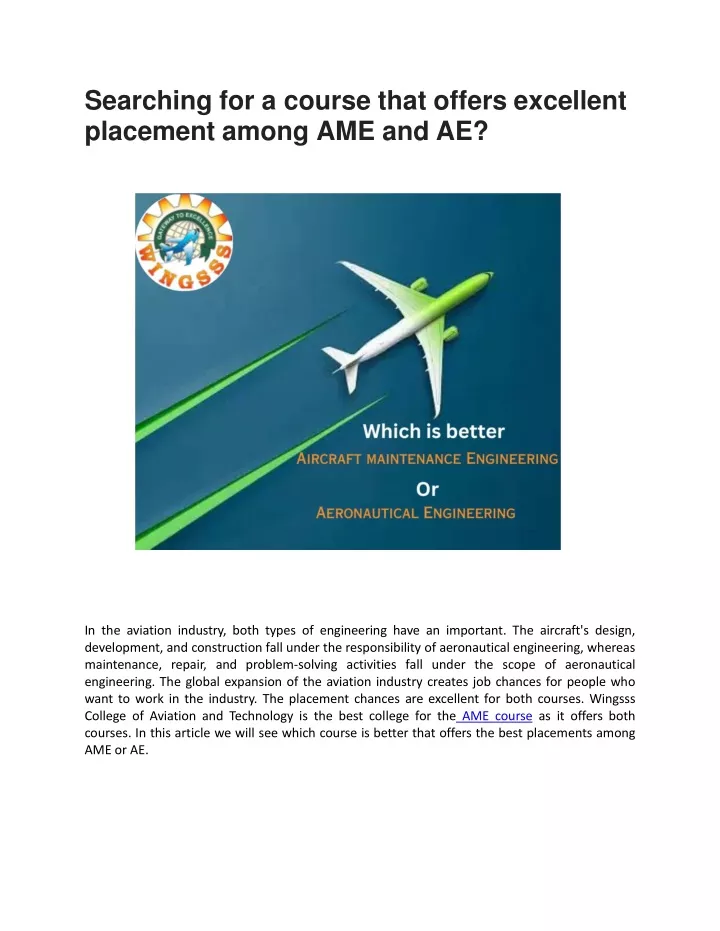 searching for a course that offers excellent placement among ame and ae
