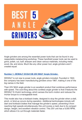 Best Angle Grinders (Top 5 Picks)