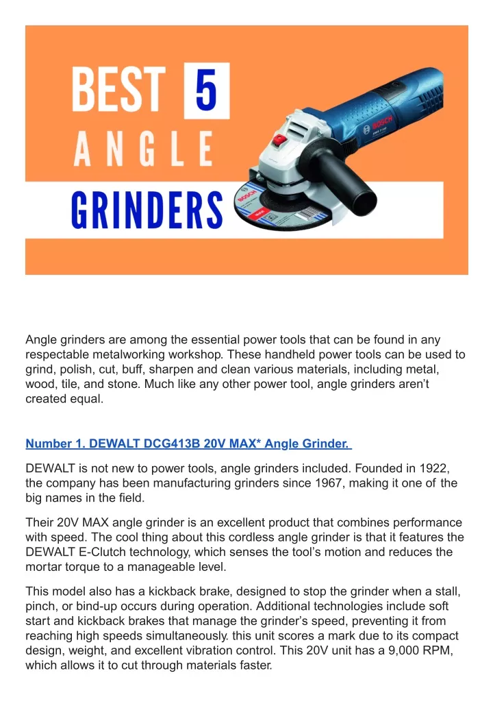 angle grinders are among the essential power
