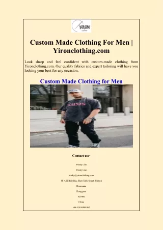 Custom Made Clothing For Men  Yironclothing.com
