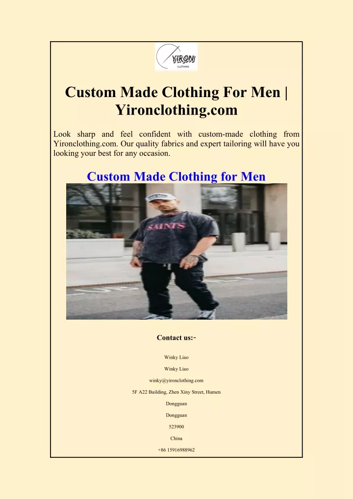custom made clothing for men yironclothing com