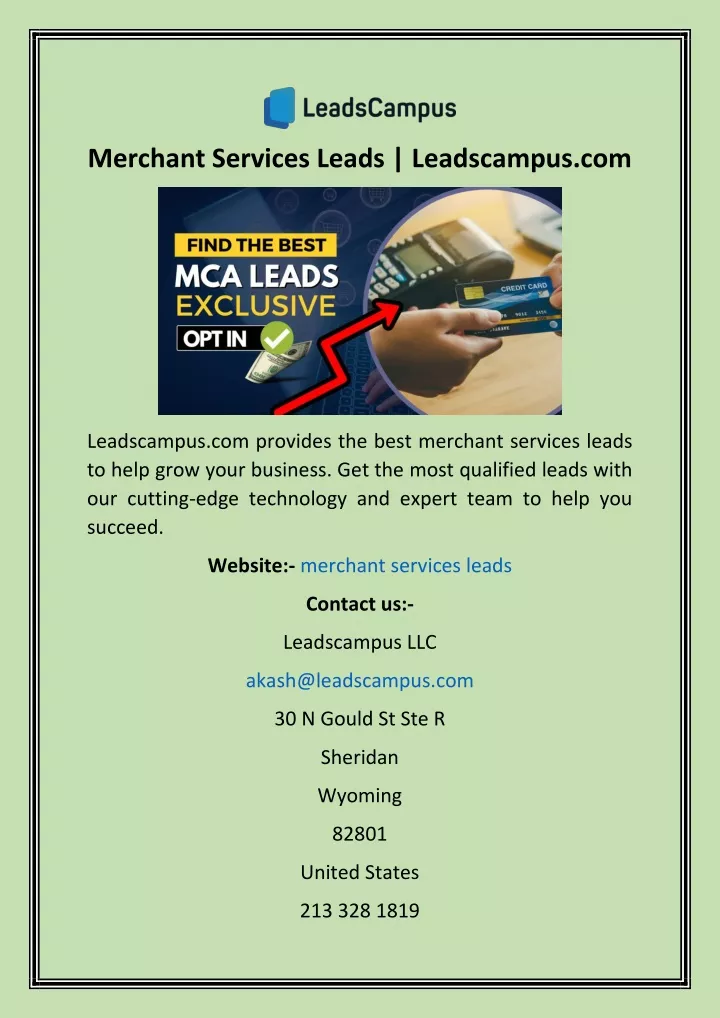 merchant services leads leadscampus com