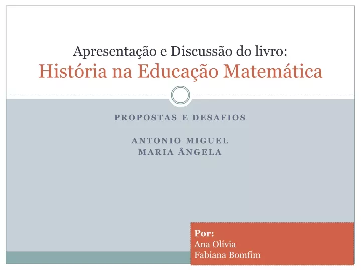 apresenta o e discuss o do livro hist ria na educa o matem tica