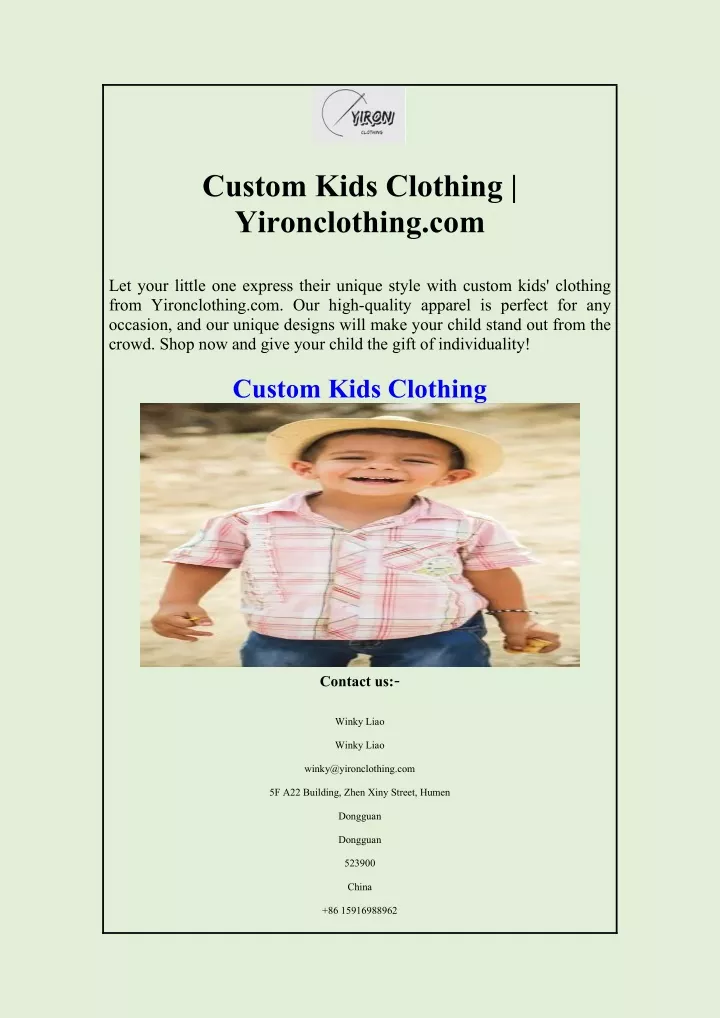 custom kids clothing yironclothing com