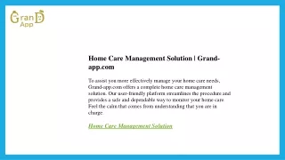 Home Care Management Solution  Grand-app.com