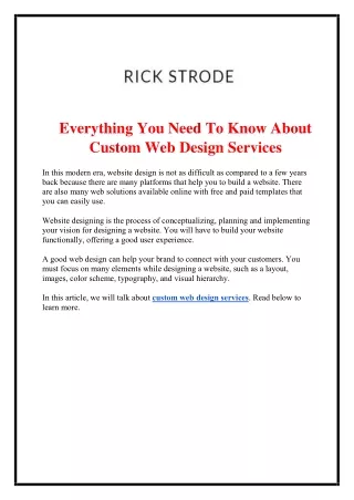 Everything You Need To Know About Custom Web Design Services