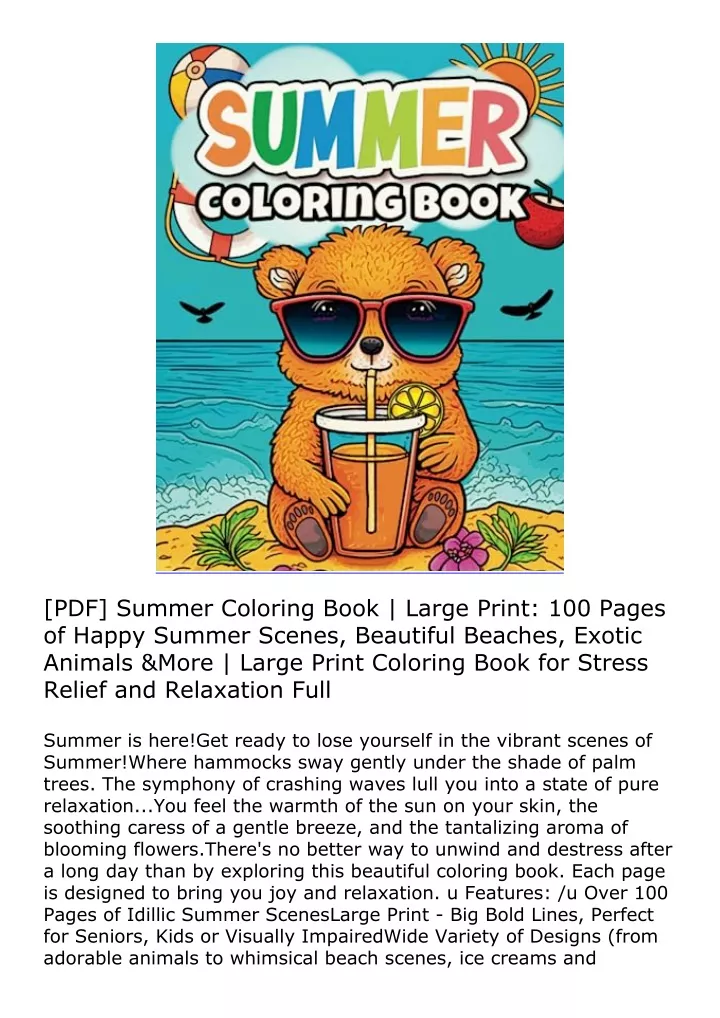 pdf summer coloring book large print 100 pages