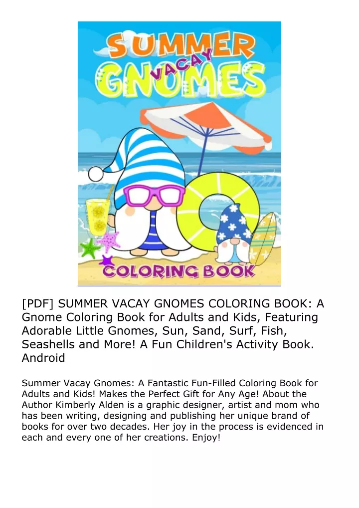 pdf summer vacay gnomes coloring book a gnome