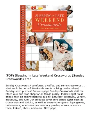 (PDF) Sleeping in Late Weekend Crosswords (Sunday Crosswords) Free