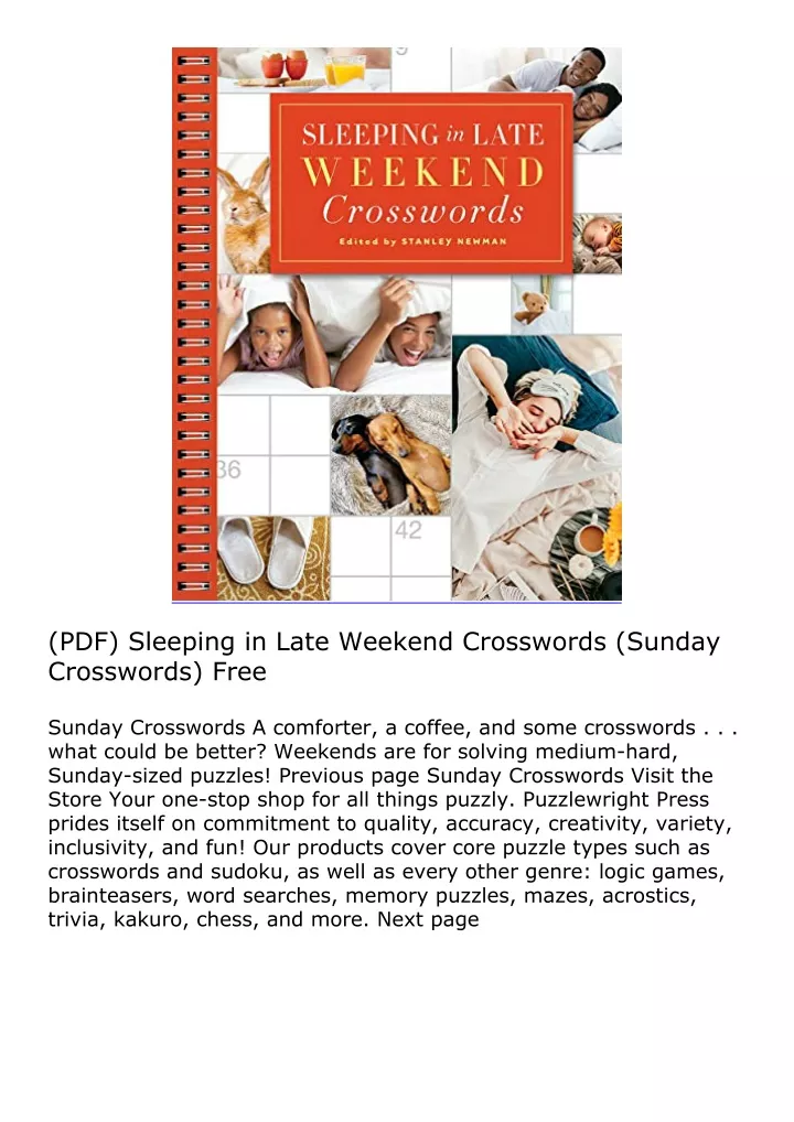 pdf sleeping in late weekend crosswords sunday