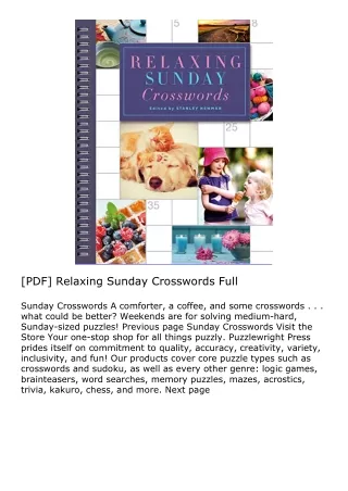 [PDF] Relaxing Sunday Crosswords Full