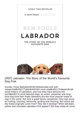 [PDF] Labrador: The Story of the World’s Favourite Dog Free