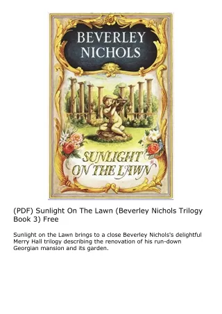 (PDF) Sunlight On The Lawn (Beverley Nichols Trilogy Book 3) Free