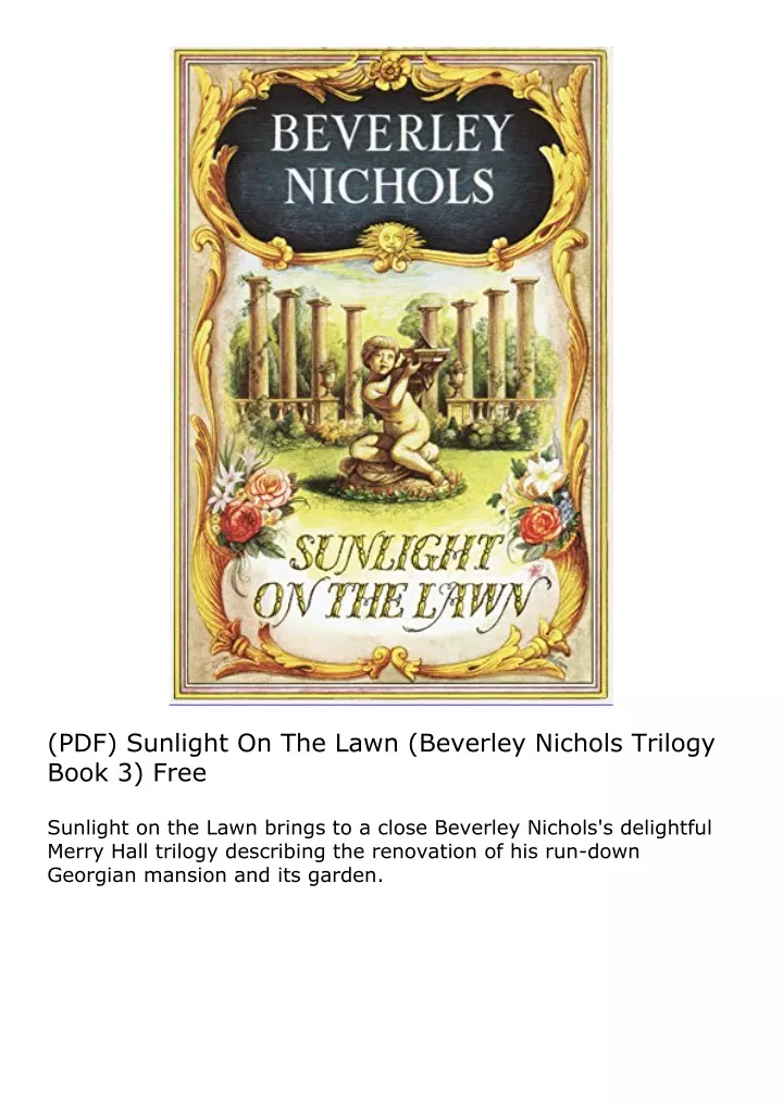pdf sunlight on the lawn beverley nichols trilogy