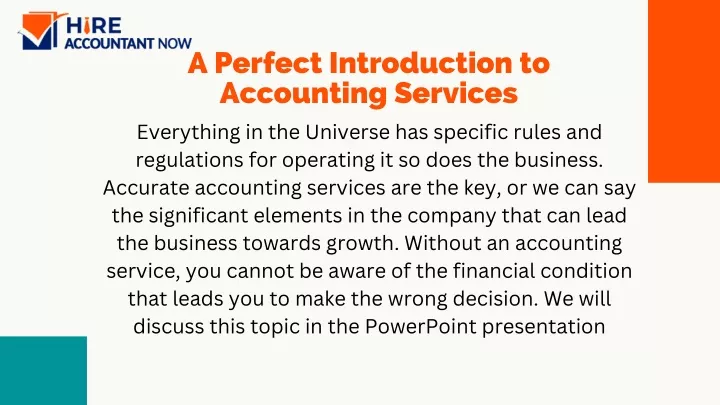 a perfect introduction to accounting services