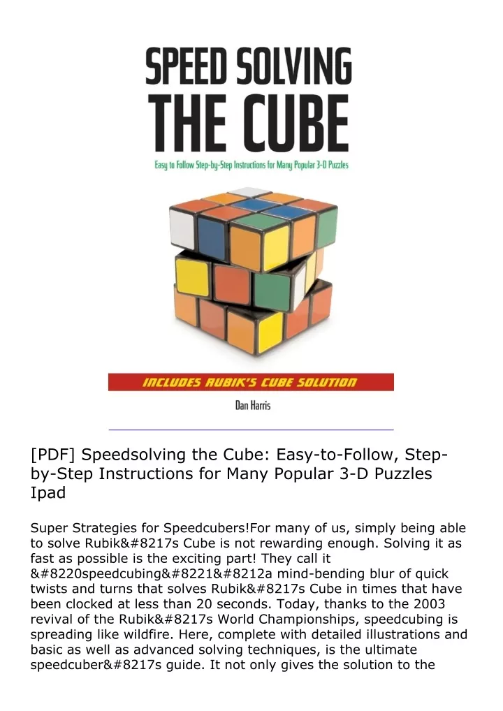 pdf speedsolving the cube easy to follow step