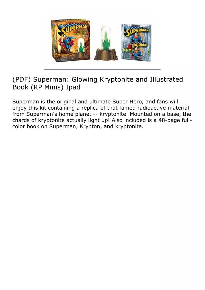 pdf superman glowing kryptonite and illustrated