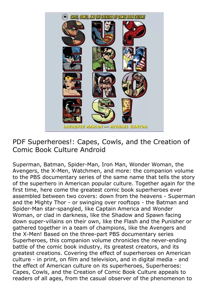 pdf superheroes capes cowls and the creation